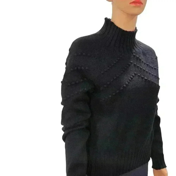 Elegant Black Mock Neck Knit Sweater - New with Tags - Picture 3 of 14